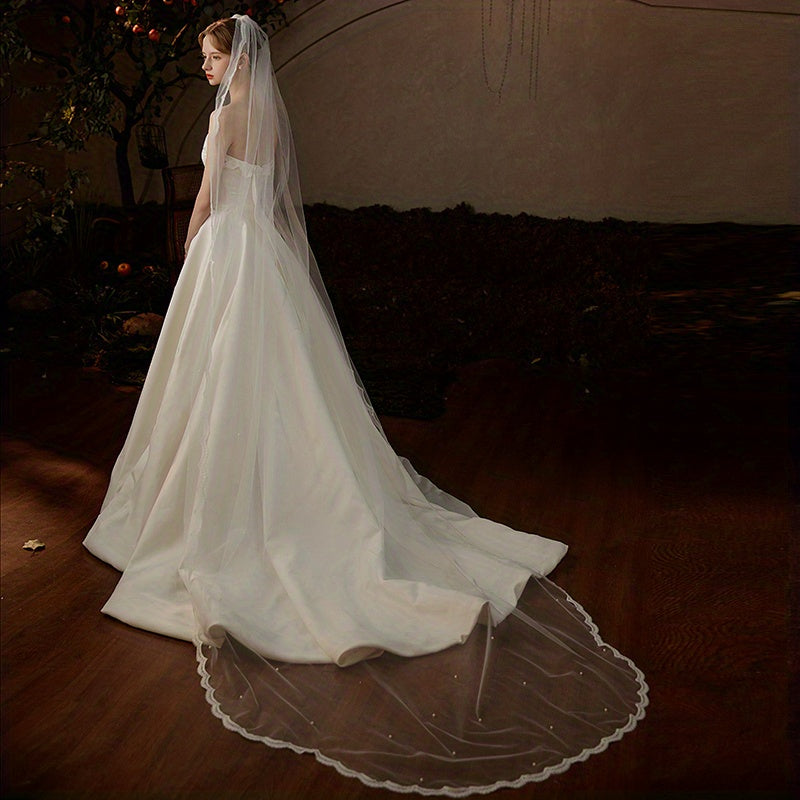 Single Layer Lace Mesh Veil with Comb for Bride