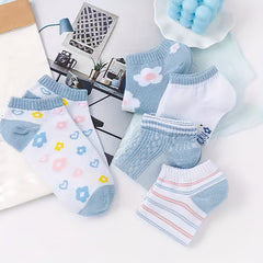 5 Pairs Floral Print Low Cut Ankle Socks Women's Stockings