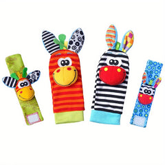 4 Pairs Baby Wrist Rattles Sock Toys Newborn Baby Sock Toys 0-6 Months