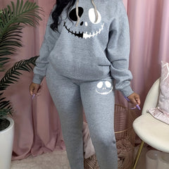 Women's Plus Size Grimace Print Hooded Sweatshirt & Sweatpants Set