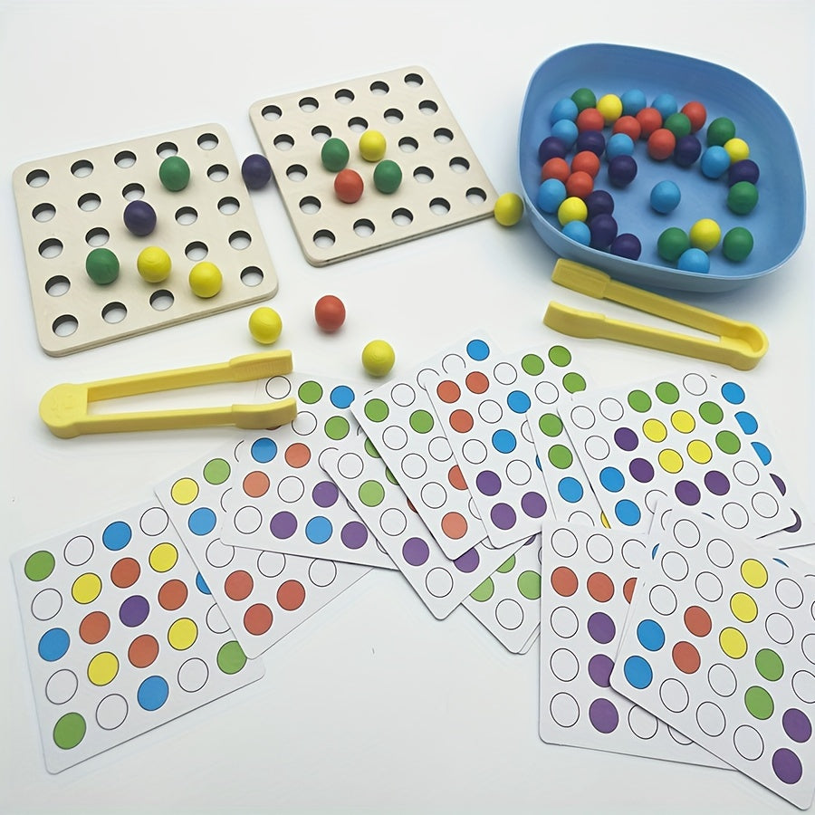Wooden Bead Clip Game Math & Number Learning Activity