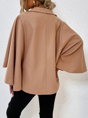 Casual Winter Pea Coat Solid Buttons Loose Outerwear Women's Clothing