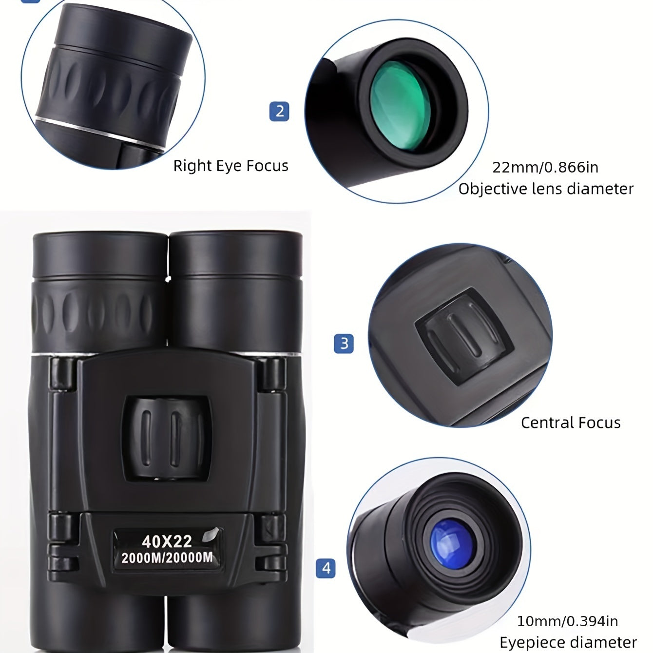 High Power Folding Binoculars Portable Professional Binoculars