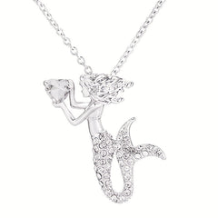 Girls Mermaid Pendant Necklace Jewelry Gift For Kids Children Toddlers