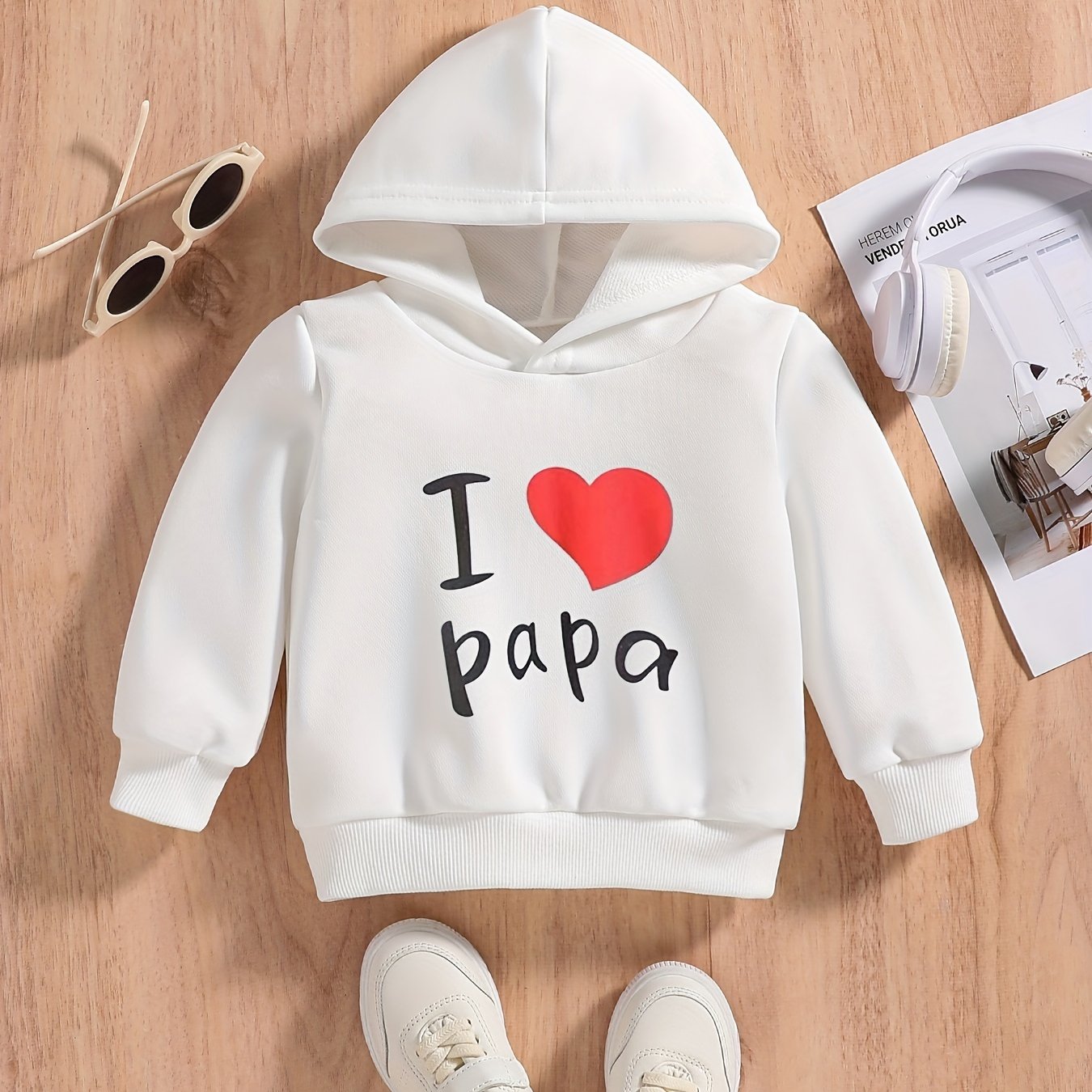 LOVE PAPA Baby Boys Pullover Hooded Sweatshirt