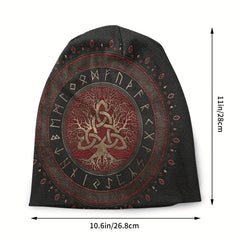 Viking Style Thin Beanie Hats Vegvisir Tree Of Life Pattern Ski Cap