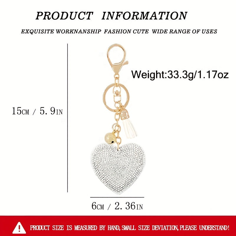 Sparkling Diamond Love Key Chain Pendant for Women's Bags