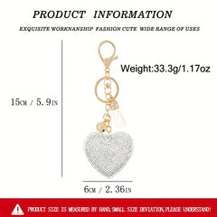 Sparkling Diamond Love Key Chain Pendant for Women's Bags