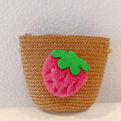 Straw Crossbody Bag Casual Strawberry Woven Shoulder Bag