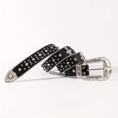 Men's Women's Rhinestone Belt Western Cowgirl Studded Leather Belt