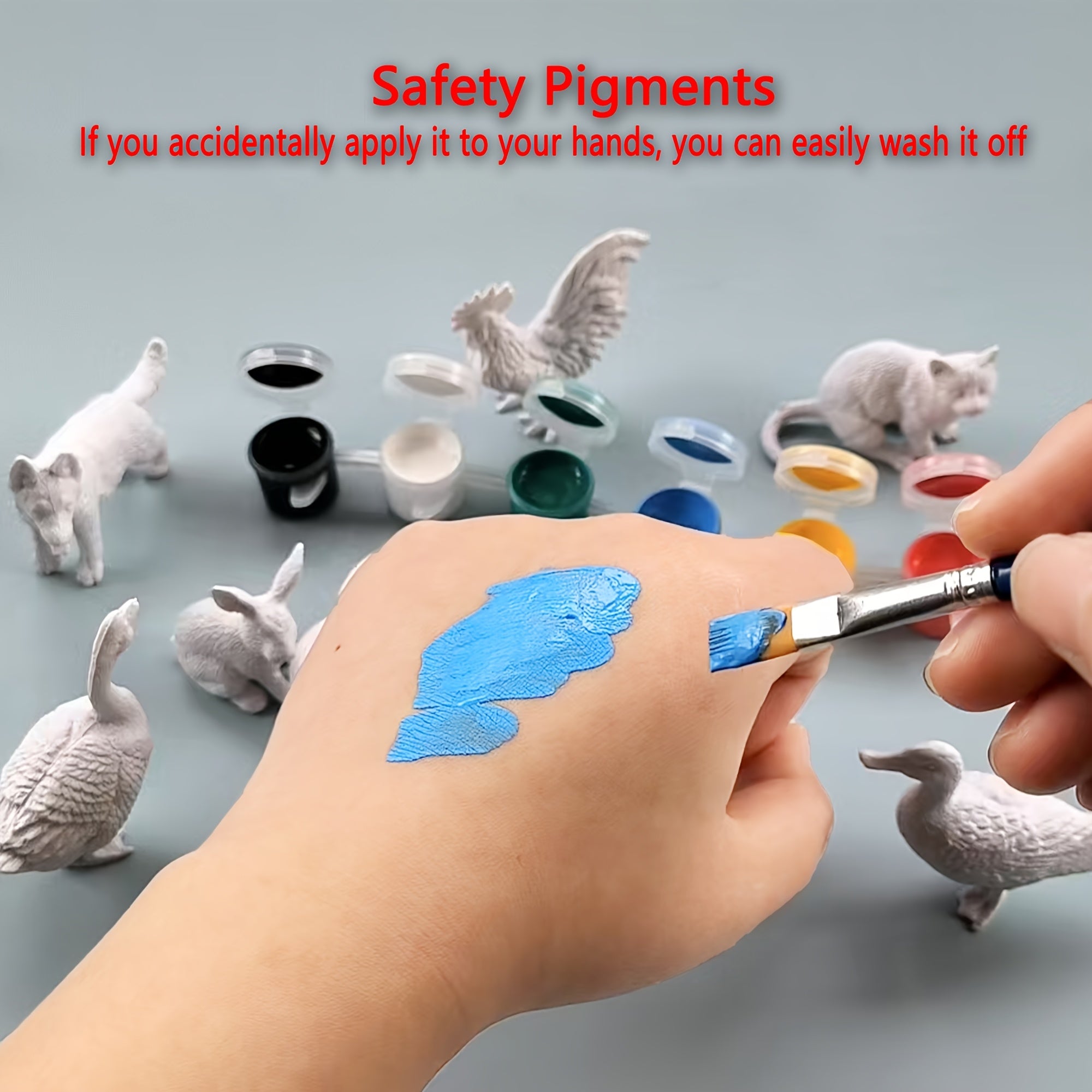 Kids' Painting Set - 9pcs/6 Animals/6 Colors/1 Brush/1 Palette