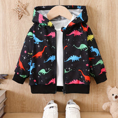 Kids' Cartoon Graphic Zip Up Hooded Windbreaker
