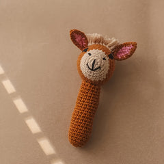 Little Donkey Rattle Toy Soft and Safe Playmate for Toddlers Brown Bell Toy