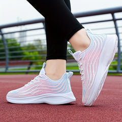 Breathable Lace Up Walking Shoes for Women - Non Slip Mesh Sneakers