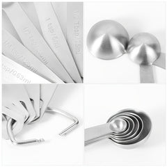 6pcs Stainless Steel Measuring Spoons Cups Set Metric/US Measurements