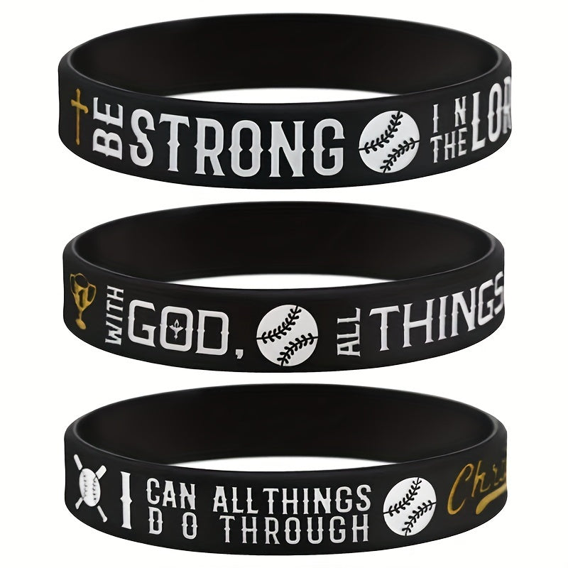 Women's Inspirational Baseball Silicone Bracelet - Motivational Wristband