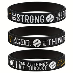 Women's Inspirational Baseball Silicone Bracelet - Motivational Wristband