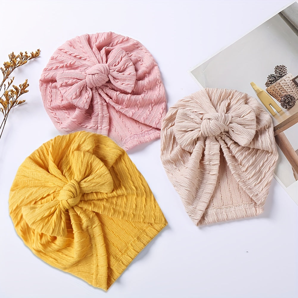 Baby Bow Pullover Hat Knitted Twist Braid Indian Hat