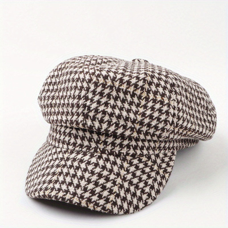 Thousand Bird Lattice Octagonal Hat Bright Silk Beret Plaid Painter Hat