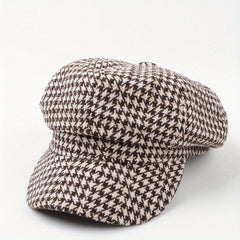 Thousand Bird Lattice Octagonal Hat Bright Silk Beret Plaid Painter Hat