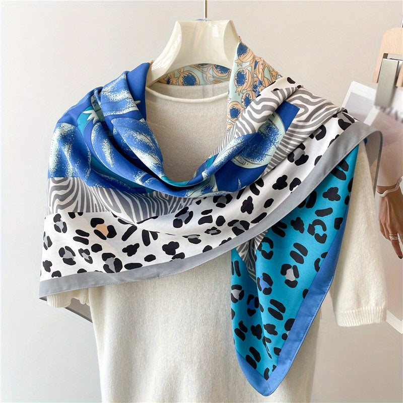 Leopard Print Shawl Block Large Square Scarf Bandana Head Wraps