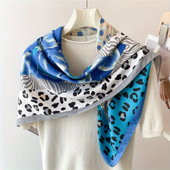Leopard Print Shawl Block Large Square Scarf Bandana Head Wraps