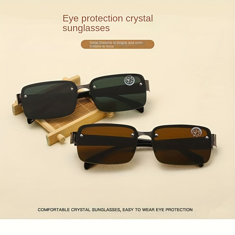 Men's Small Rimless Sunglasses UV Resistant Sunglasses With Glasses Case
