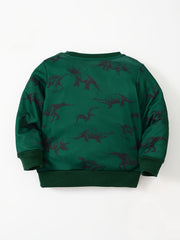 Boys Dinosaur Pullover Sweatshirt Round Neck Long Sleeve Warm Top