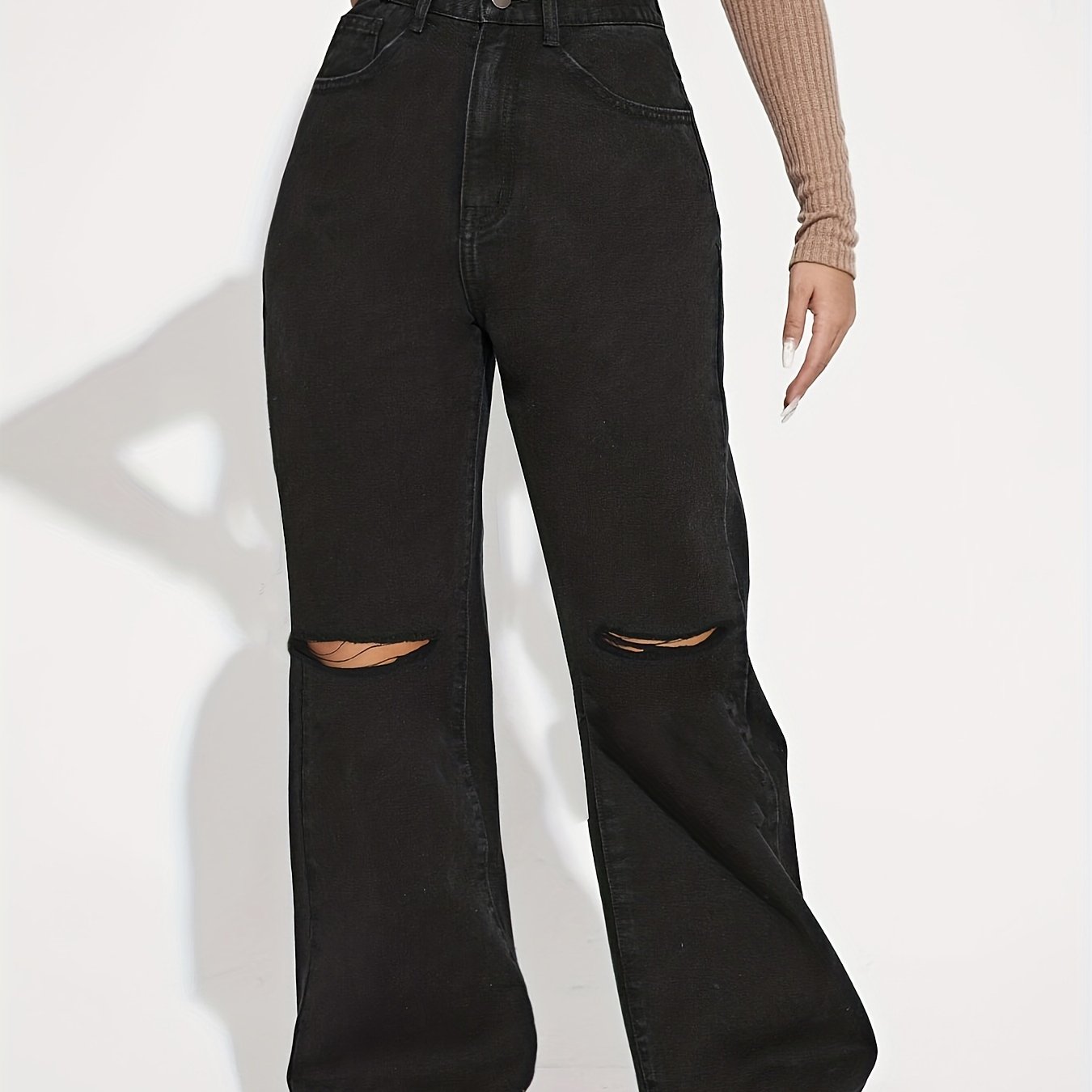 High Waist Wide Leg Straight Jeans Women's Denim Pants