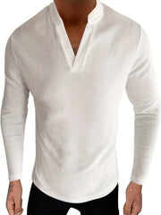Men's Long Sleeve Casual V Neck T-Shirt for Outdoor Sports
