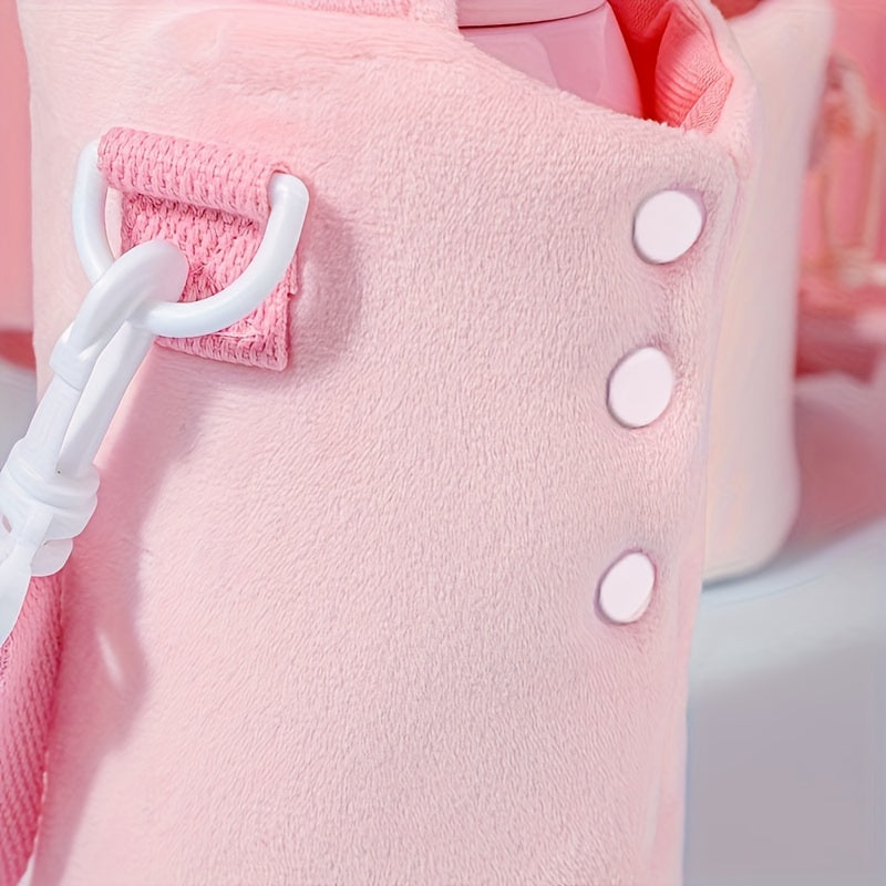 Plush Rabbit Bear Cup Sleeve Pouch with Strap Insulation Sleeve