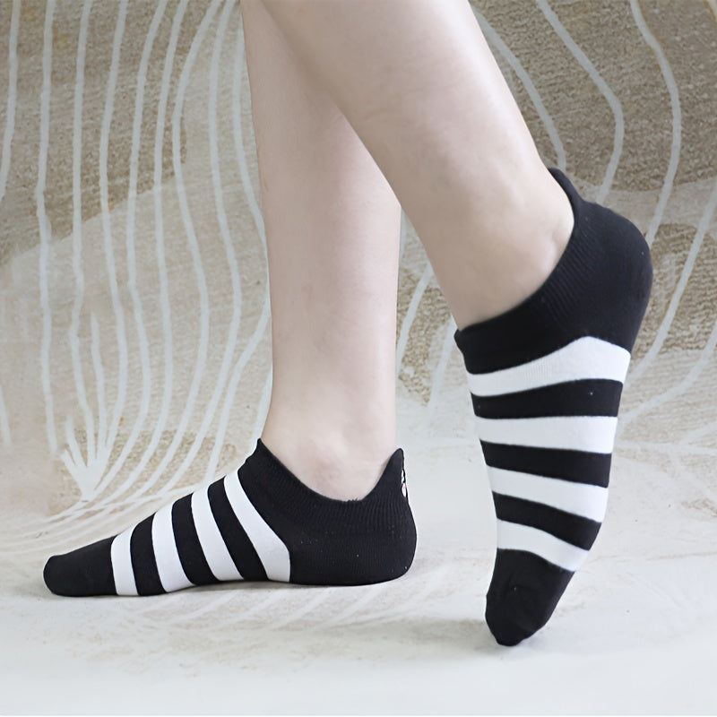 10 Pairs Cute Cartoon Cow Print Ankle Socks for Women