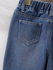 Boys Casual Ripped Patched Denim Long Pants With Pocket Kids Clothing