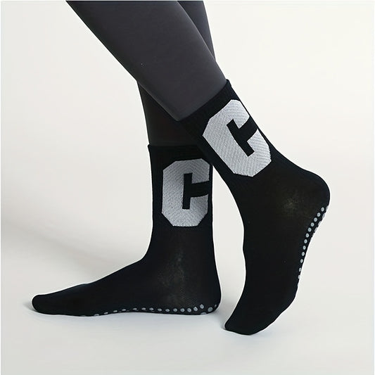 C Embroidered Yoga Socks Anti-skid Breathable Sweat Absorption Sports Soc