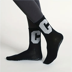 C Embroidered Yoga Socks Anti-skid Breathable Sweat Absorption Sports Soc