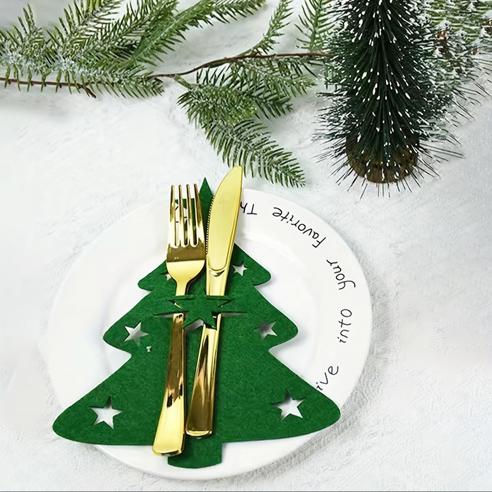 4pcs Christmas Tree Cutlery Holder Felt Fork Spoon Bag