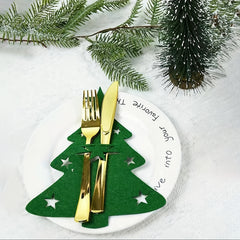 4pcs Christmas Tree Cutlery Holder Felt Fork Spoon Bag