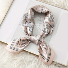 Flower Print Bandana Neckerchief Silk Scarf for Women