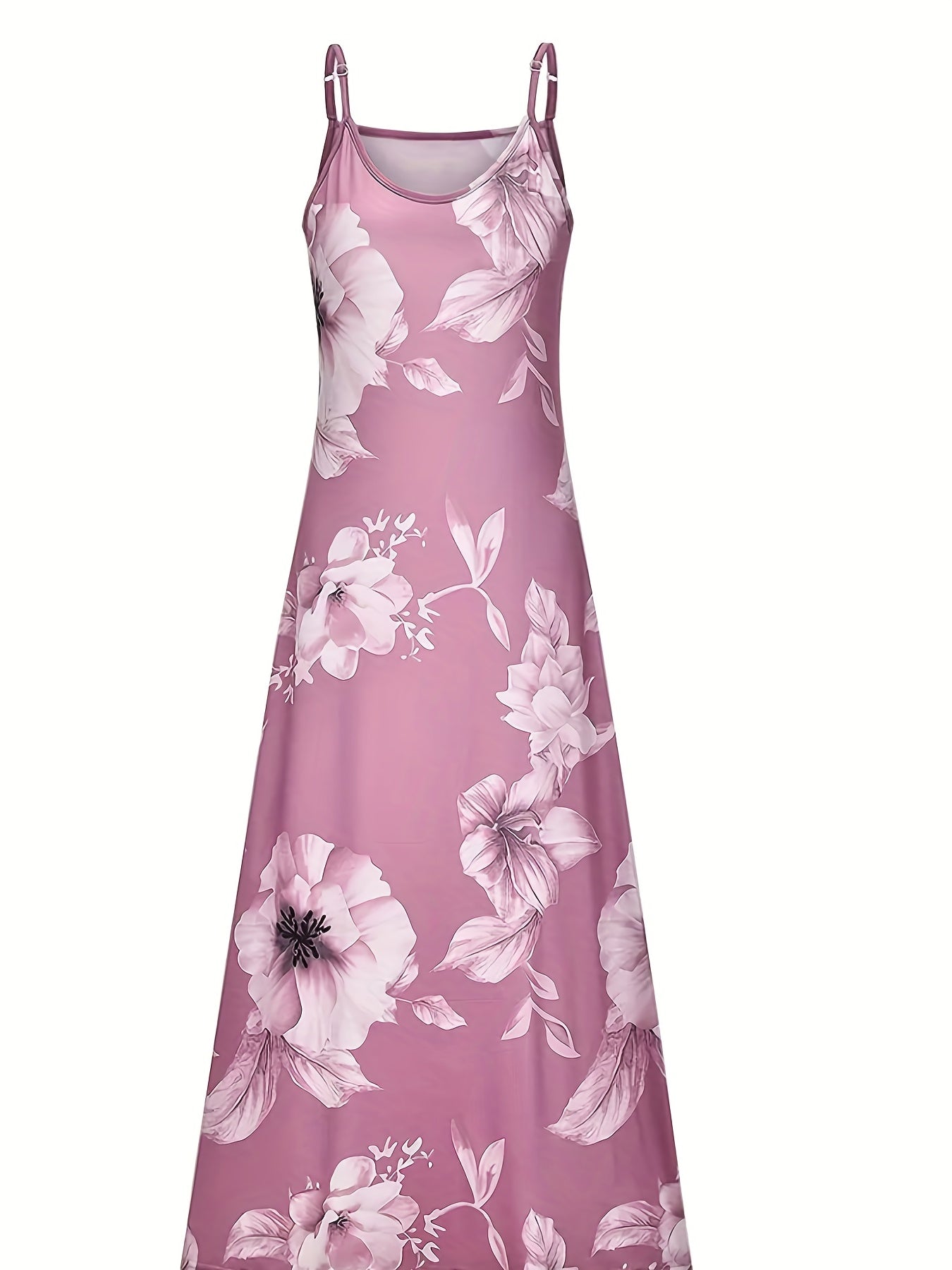 Floral Print Stretch V Neck Maxi Dress