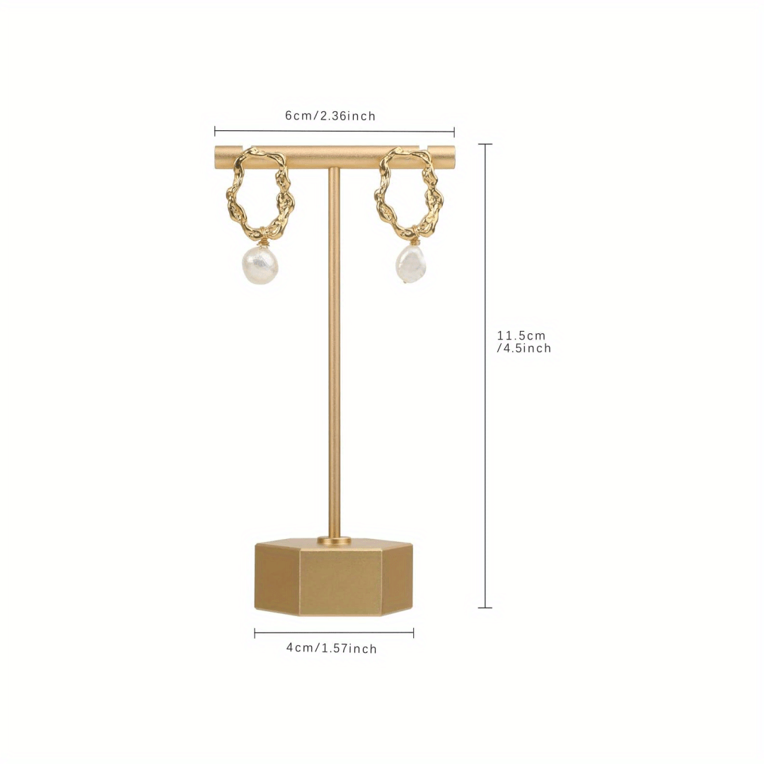 Golden Metal Earring T Bar Stand Retail Display Holder