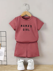 2pcs Toddler Girls MAMA'S GIRL T Shirts & Shorts Set