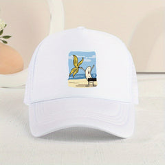 Kids Banana Print Mesh Baseball Cap Sunshade Peaked Trucker Hat