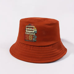 Vintage 1982 Bucket Hat Print Casual Basin Hat for Travel Beach