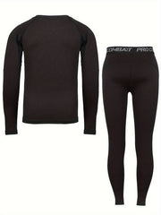 Kids Compression High Elastic Sets Solid Long Sleeve Crew Neck Pullover