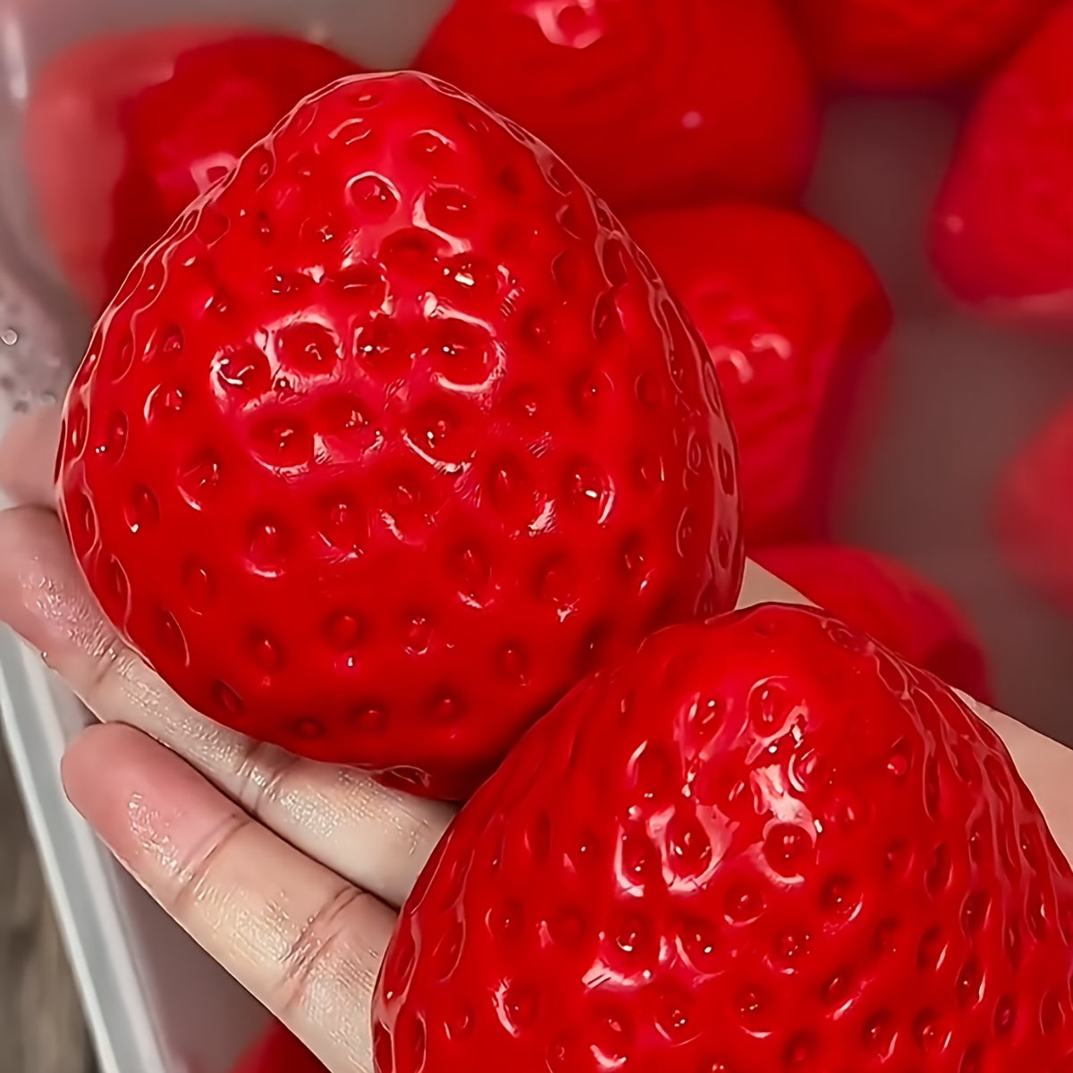 3PCSTPR Strawberry Stress Relief Squeezing Toy Soft Silicone Texture DIY Home