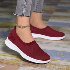 Women's Mesh Slip-On Casual Shoes Lightweight Hollow Low Top Sneakers