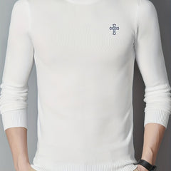 Men's Cross Pattern Knit Sweater Warm Pullover for Fall Winter