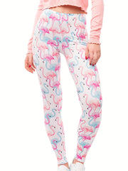 Flamingo Print Skinny Leggings Women's Clothing
