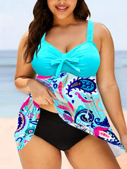 Paisley Print Ruched Tankini Set