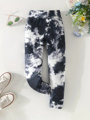Girls Tie Dye High Waist Leggings for Summer